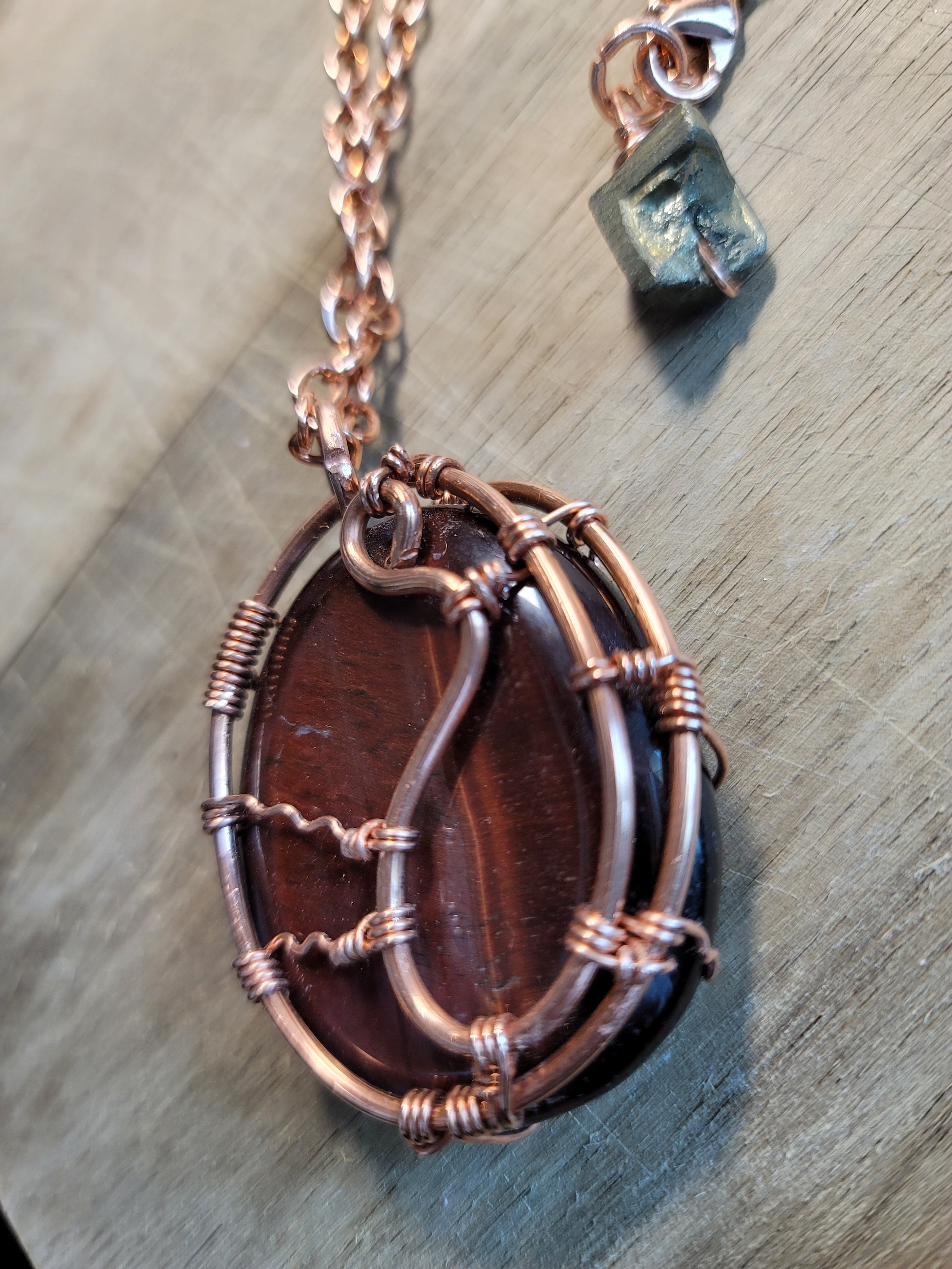 Masculine Red Tigers Eye and Pyrite Chain🔥⚡