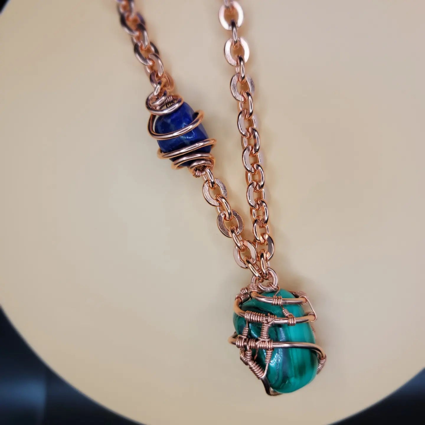 Masculine Malachite Chain w/ Lapis Lazuli